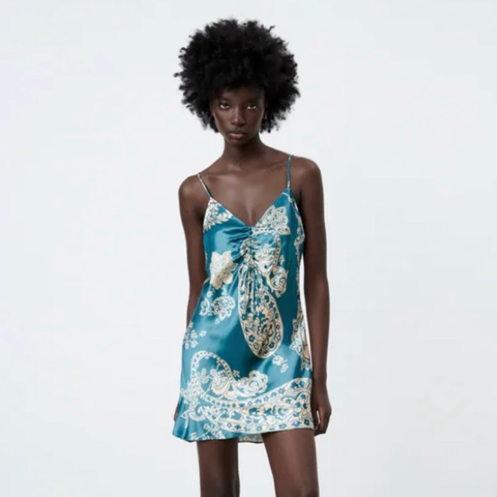Zara slip dress Blue and white Italy